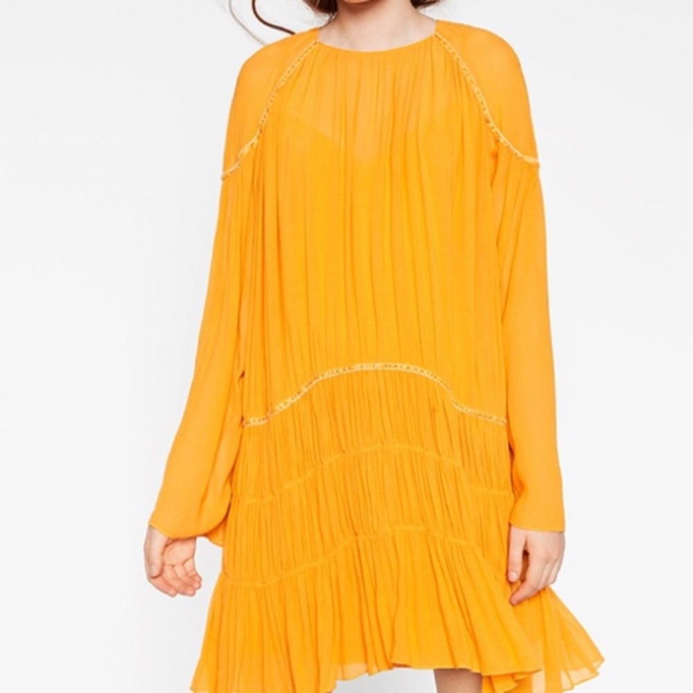 Zara Trafaluc Yellow Beaded Mini Dress Size XS
